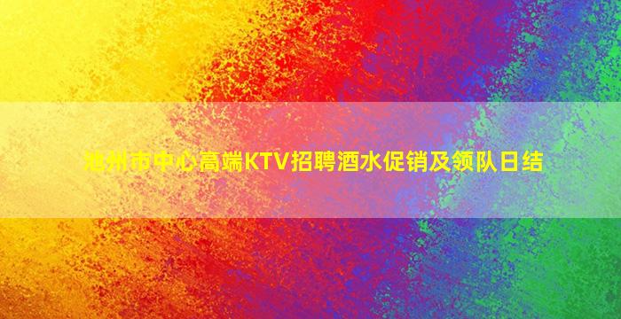 池州市中心高端KTV招聘酒水促销及领队日结